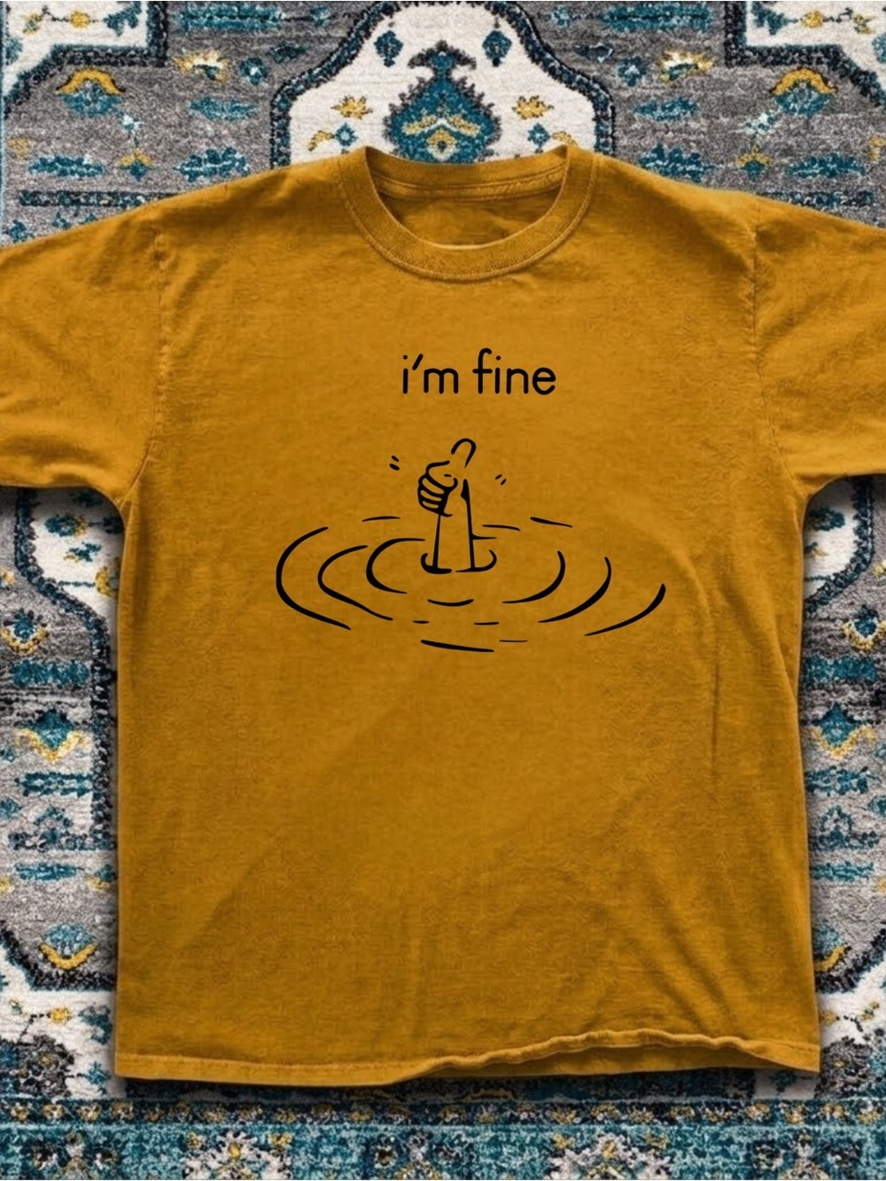 Gildan I'm Fine Graphic Tee - Mustard Men's T-Shirt